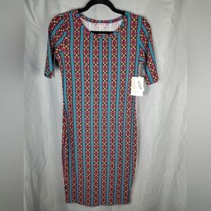 NWT Lularoe Julia, multicolored geometric pattern, size XS